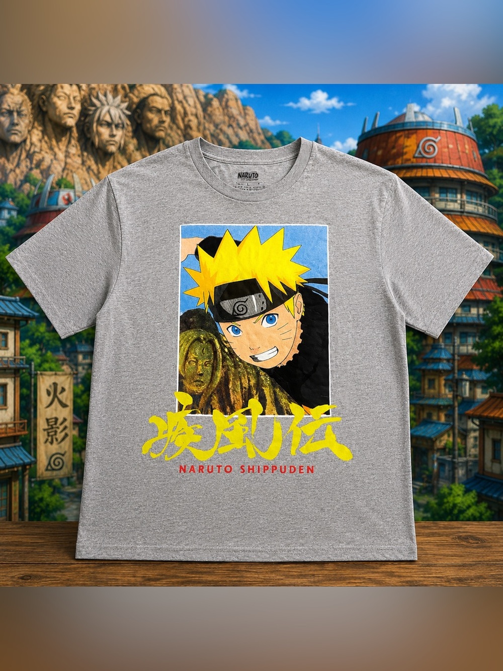 Naruto Shippuden Graphic Tee Large Gray Anime Manga Ninja Shirt